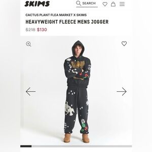 NWT! SKIMS Men’s Cactus Plant Flea Market X HEAVYWEIGHT FLEECE MENS JOGGER Large